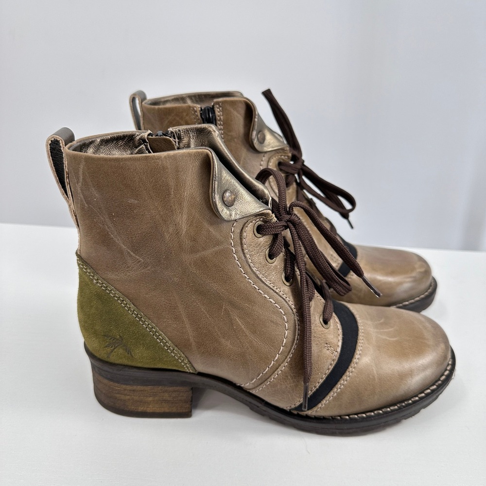 Dromedaris Karissa Ankle Boots EU 38 Brushed Scrunched Leather Combat Style